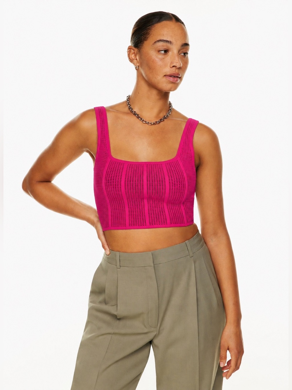 Aritzia Babaton Sculpt Knit Squareneck Cropped Tank